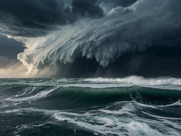 Photo raging fury the terrifying power of stormy sea waves