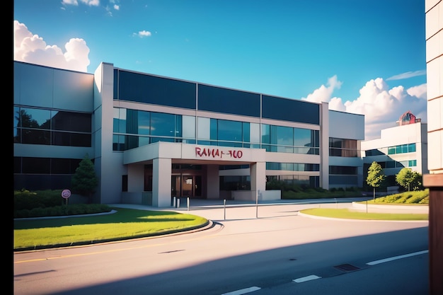 Rahr - 100 building with a sign on the front