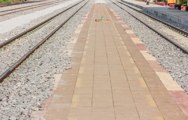 Railroad tracks crossing of a Public Thai Train Railway