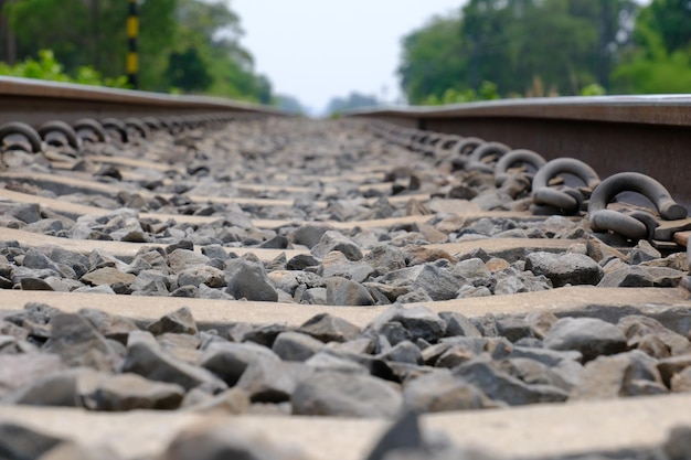 Railroad tracks with a chain on them