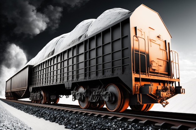 Railway freight wagons transporting coal