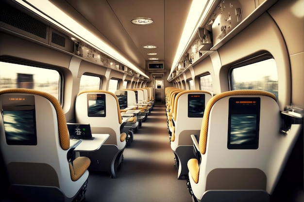 Railway ride modern minimalistic light design train interior