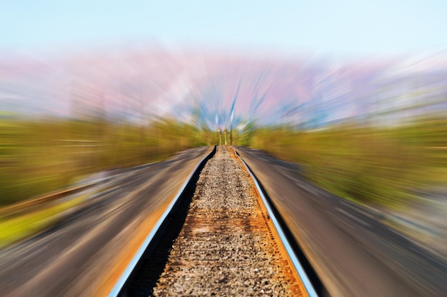 Railway track blurred