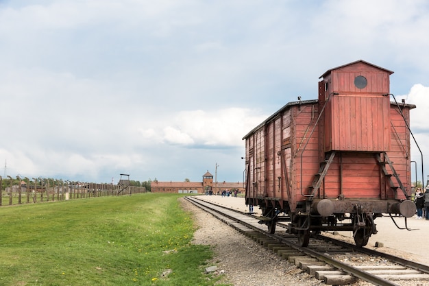 Railway wagon for prisoners, German concentration camp Auschwitz II, Poland.