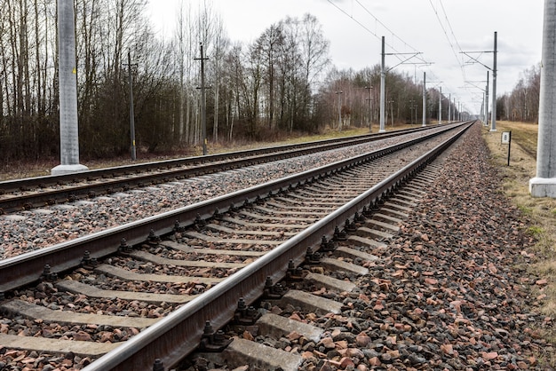 Railway with electric networks.