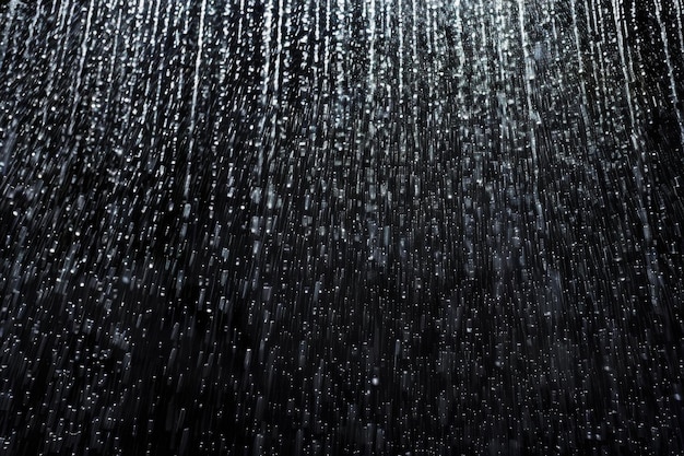 Photo rain on black isolated background texture of falling rain abstract drops concept overlay