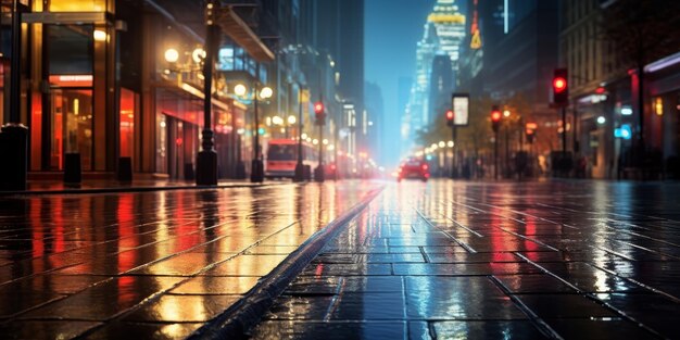 rain in the city rainy weather wet city streets Generative AI