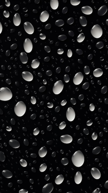 rain drops on a black surface with water drops on it