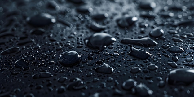 rain drops on a black surface