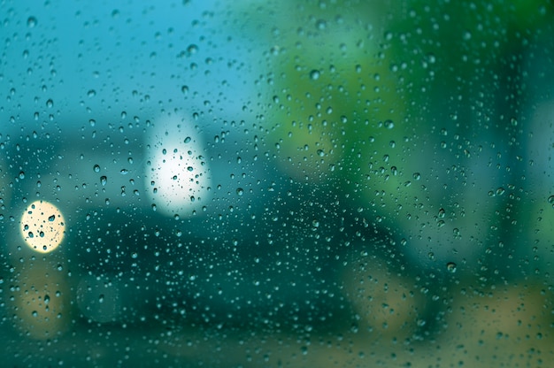 Rain drops on the car glass