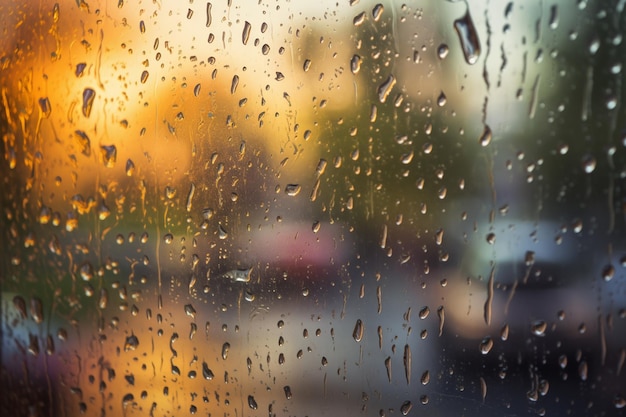 Rain drops on a car window