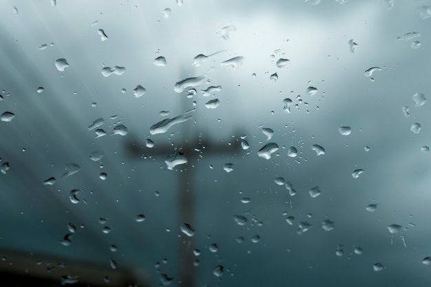 Rain drops on the glass