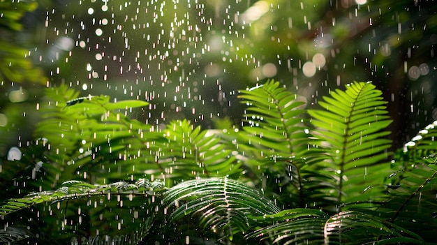 rain drops on a green fern