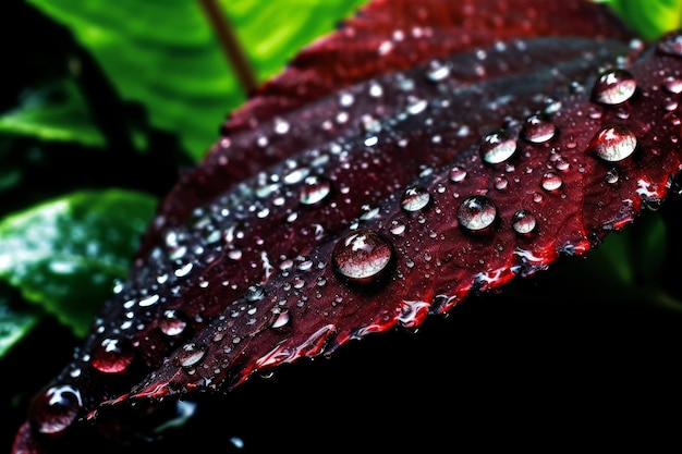 Rain drops on a leaf