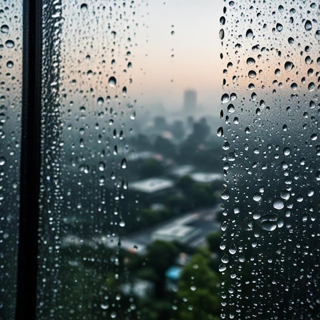 rain drops on a window pane of a window