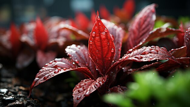 Rain fall on leaf forest nature theme background