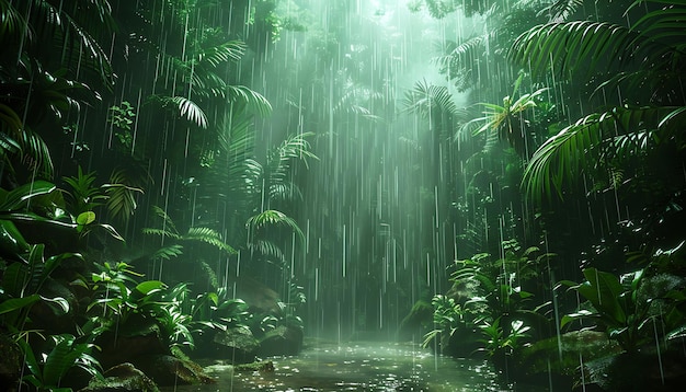 rain falling in the jungle