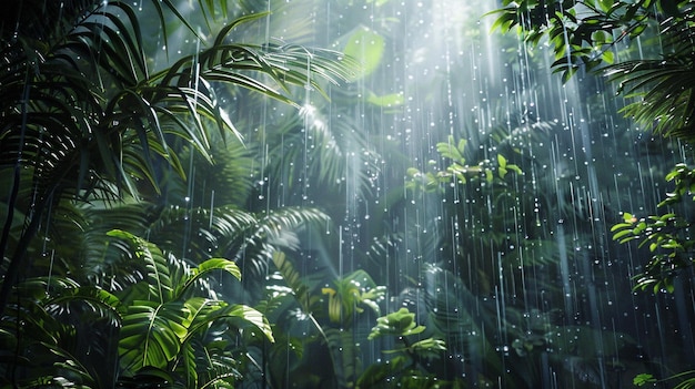 rain falling in the jungle