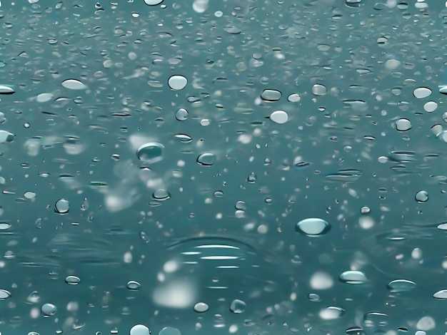 Rain falling water drops and puddle ripples on transparent background Shower droplets storm or d