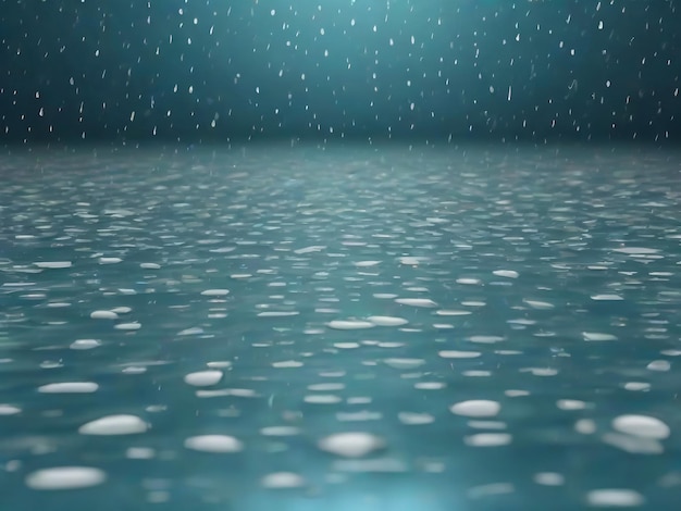 Rain falling water drops and puddle ripples on transparent background Shower droplets storm or d