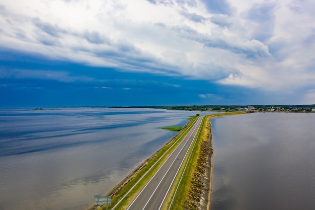 Rain front over the water