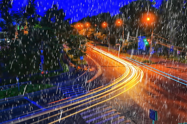 rain night city abstract background, wet dark street