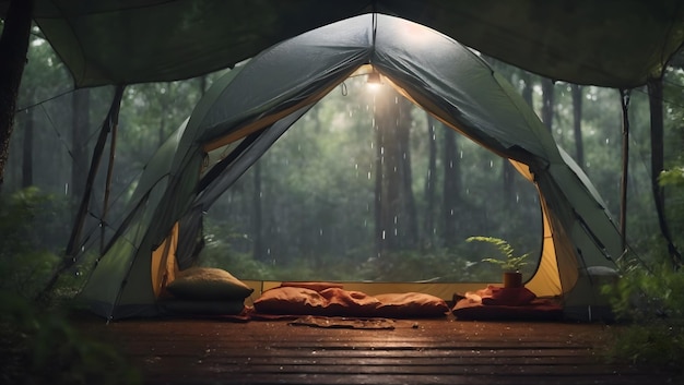 Rain on the tent in the forest tropic quiet calm peaceful meditation camping night relax