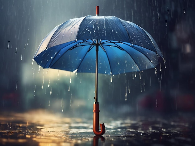 Rain On Umbrella Weather Concept Generative Ai