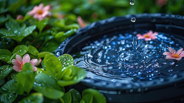 Rain water harvesting barrel filled