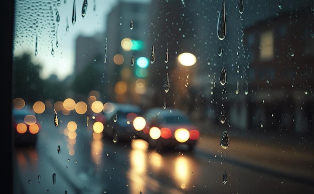 rain behind window glass with blur effect