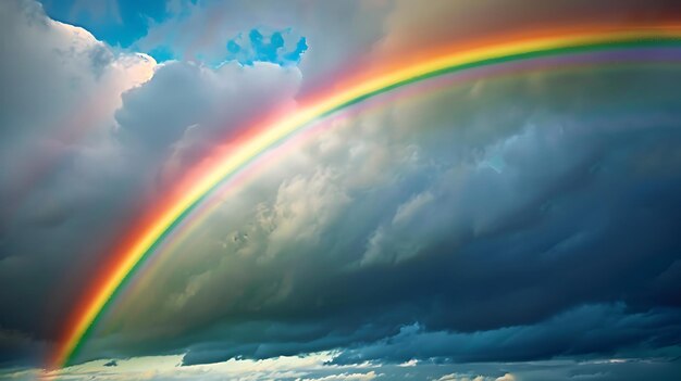 a rainbow appears in the sky after a storm