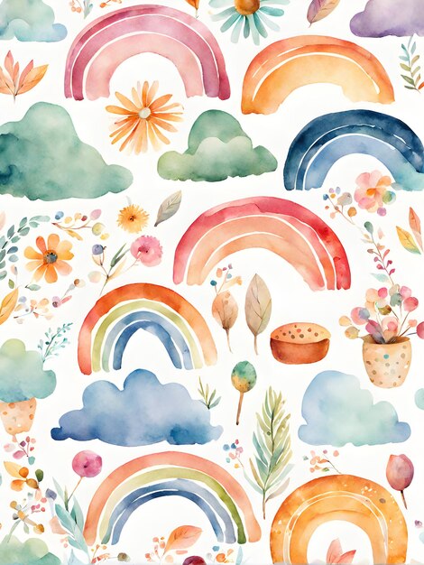 rainbow art illustration watercolor