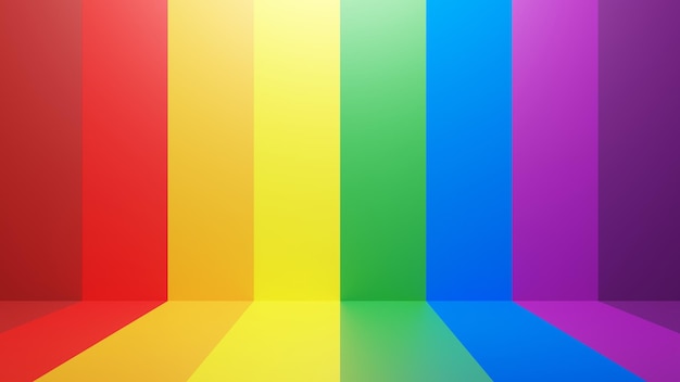 Rainbow backdrop of a symbol of the LGBTQ Pride, 3D rendering image.