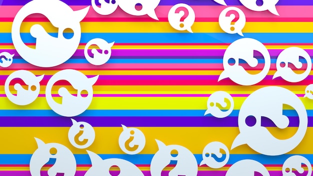 Rainbow background and question marks concept