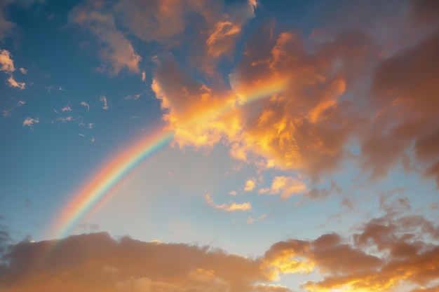 Rainbow on the blue sky