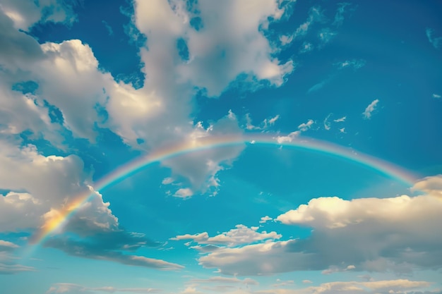 Rainbow on the blue sky