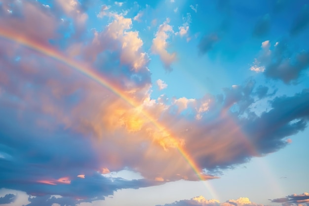 Rainbow on the blue sky