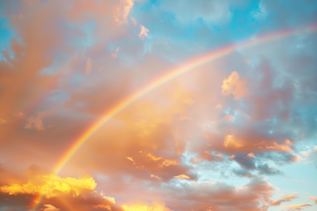 Rainbow on the blue sky