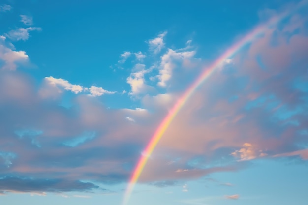 Rainbow on the blue sky