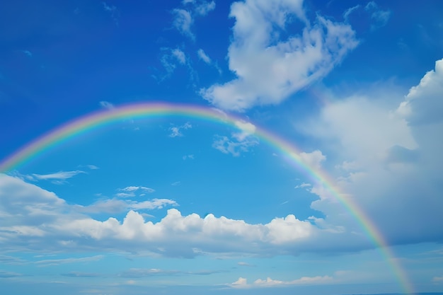 Rainbow on the blue sky