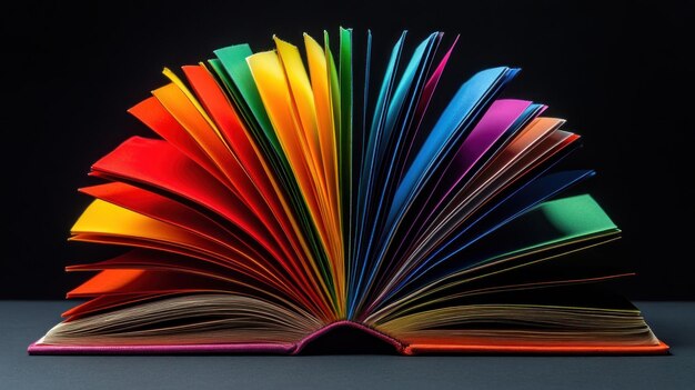 Photo rainbow book a colorful display of knowledge