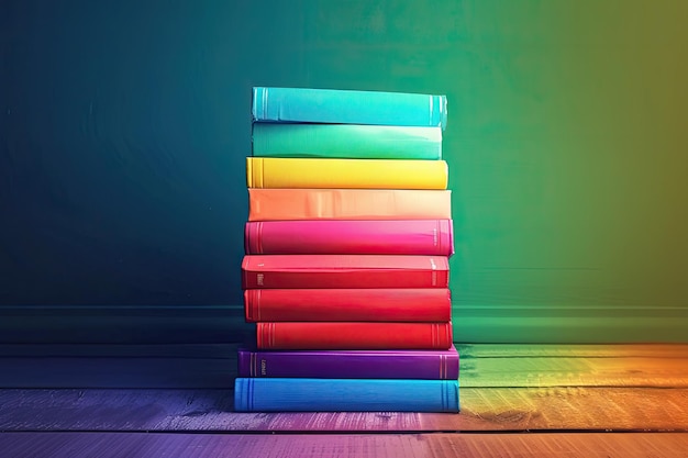 Rainbow books stack arrangement