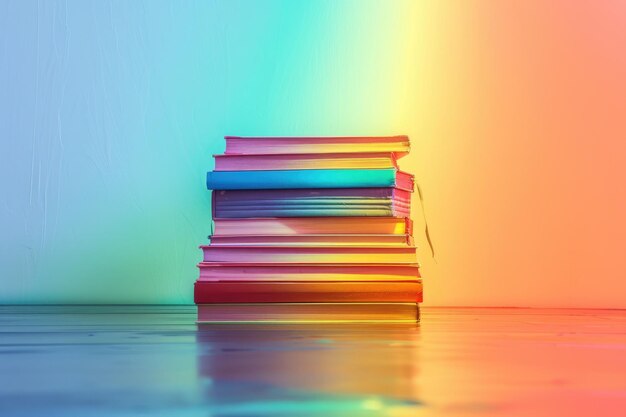 Photo rainbow books stack arrangement