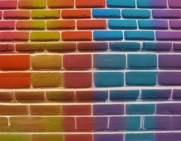 Photo rainbow brick wall