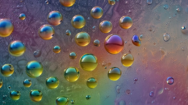 Photo a rainbow of bubbles is surrounded by water