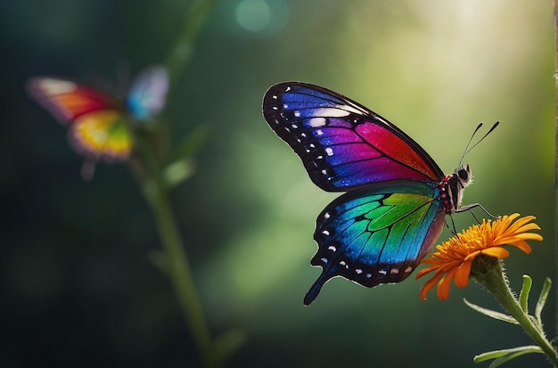 Rainbow Butterfly in Flight