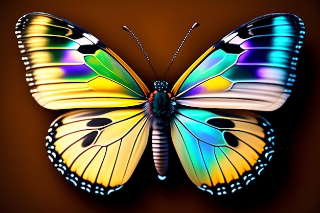 A rainbow butterfly with the word butterfly on it