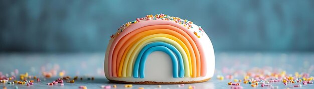 Rainbow Cake Decoration Colorful Sprinkles on a Delicious Dessert