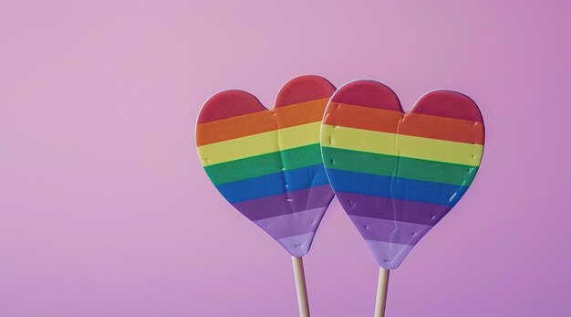 Photo rainbow candy candy on a stick with a purple background