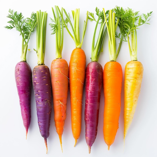 Rainbow Carrots on White Background